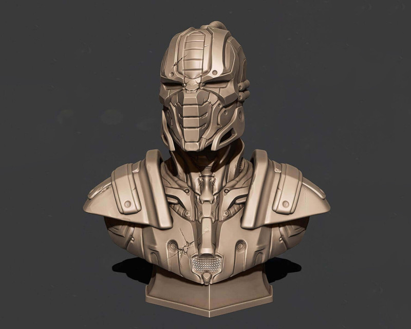 Mortal Kombat Cyrax Bust Ready To Print 3Dプリントモデル .c4d .max .obj .3ds .fbx .stl .blend