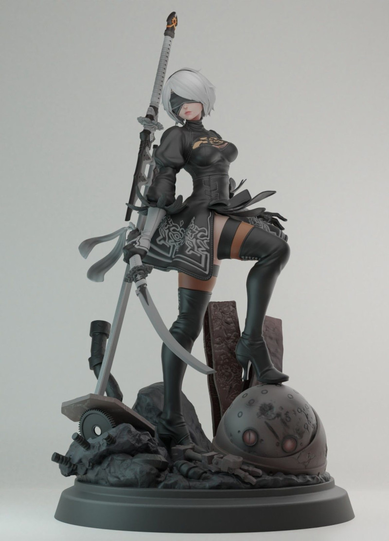 Nier Automata 2B Ready To Print Modelo de Impressão 3D .c4d .max .obj .3ds .fbx .stl .blend 