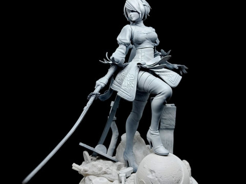 Nier Automata 2B Ready To Print Modelo de Impressão 3D