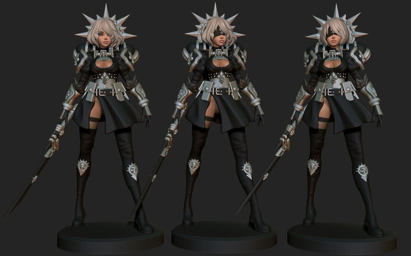 2B Nier space nun Ready To Print 3Dモデル .c4d .max .obj .3ds .fbx .stl .blend 
