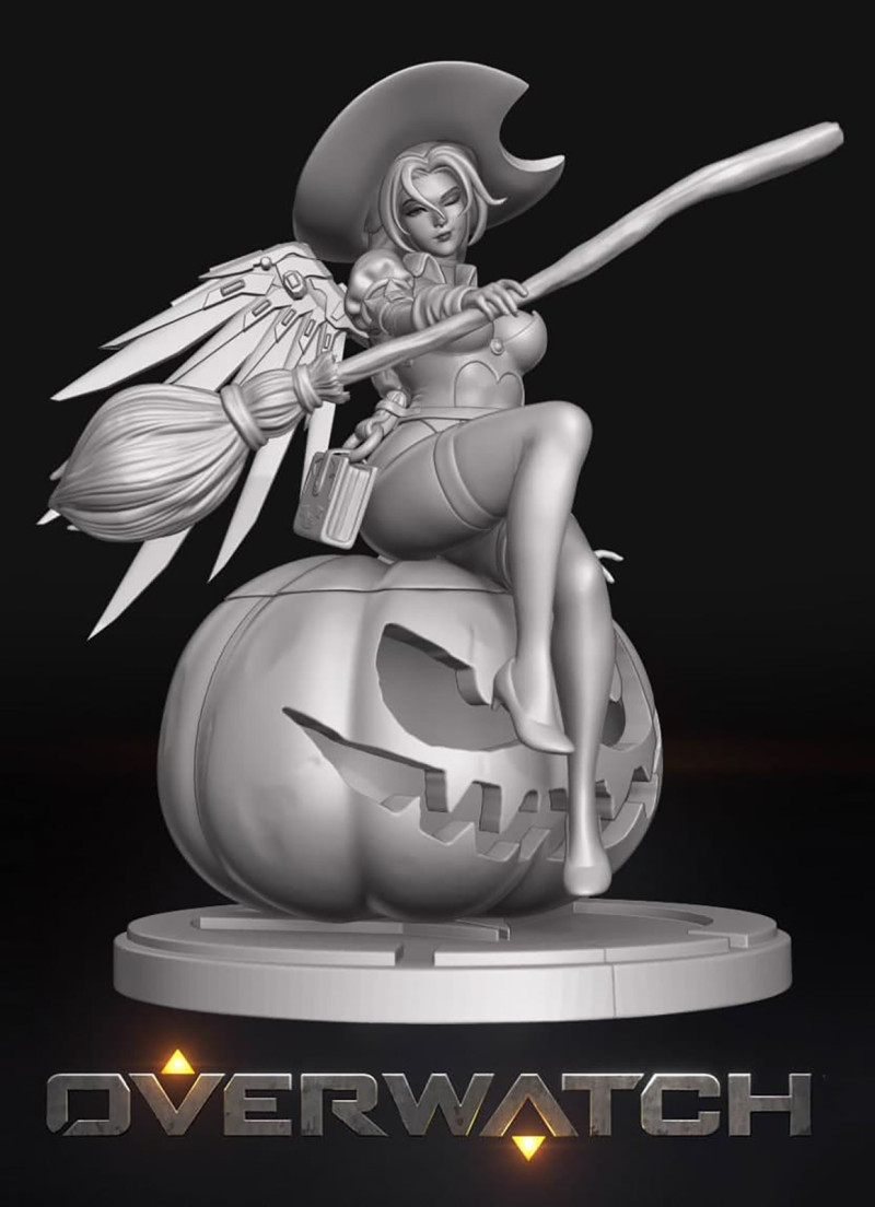 Witch Mercy Overwatch Ready To Print 3D 프린트 모델 .c4d .max .obj .3ds .fbx .stl .blend
