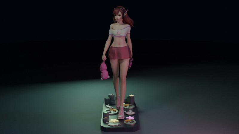 Overwatch DVa Ready To Print Modello di stampa 3D .c4d .max .obj .3ds .fbx .stl .blend