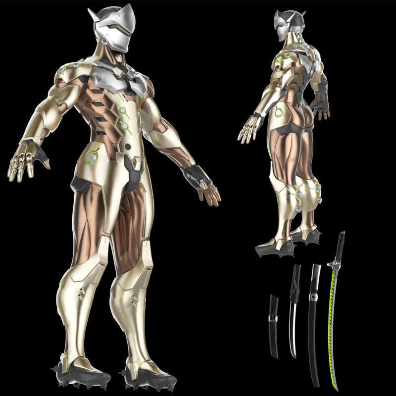 Genji Overwatch Full Body Armor Swords Helmet Suit Ready To Print 3D 打印模型 .c4d .max .obj .3ds .fbx .stl .blend