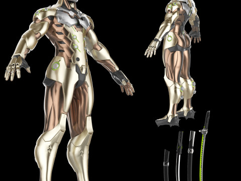 Genji Overwatch Full Body Armor Swords Helmet Suit Ready To Print 3D printmodel
