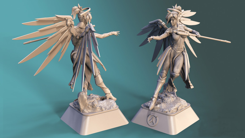 Angel Overwatch Ready To Print 3Dプリントモデル .c4d .max .obj .3ds .fbx .stl .blend