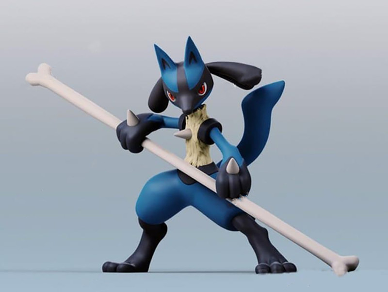 Lucario Pokemon Siap Dicetak Model Cetak 3D .c4d .max .obj .3ds .fbx .stl .blend 
