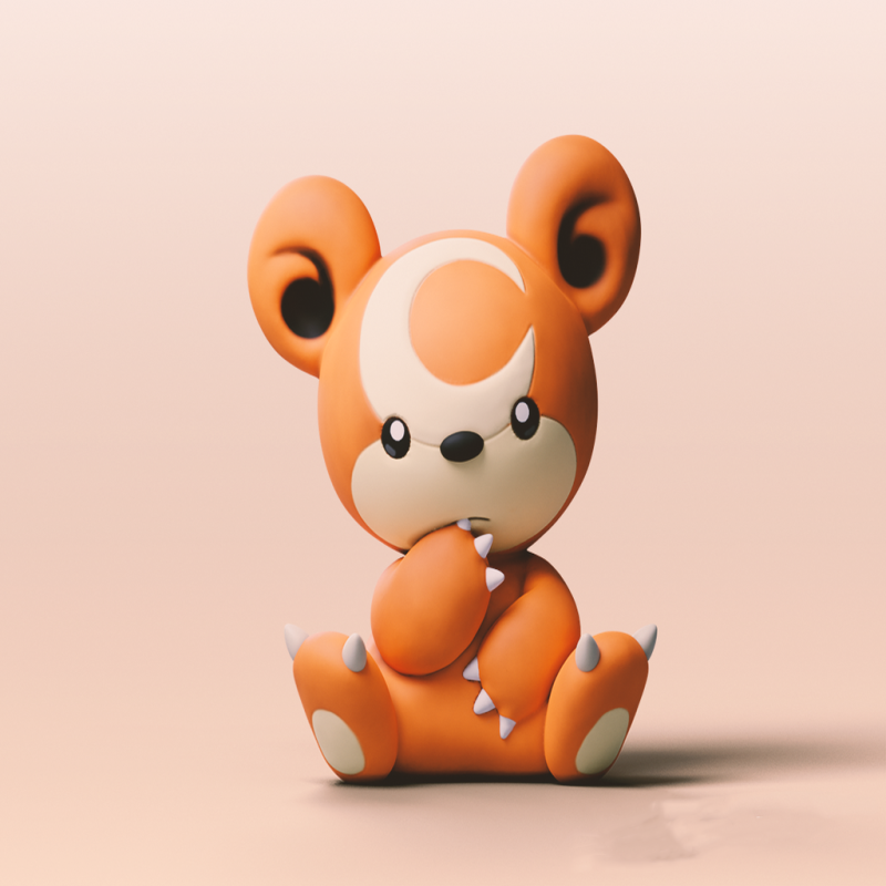 Teddiursa Pokemon Ready To Print Model do druku 3D .c4d .max .obj .3ds .fbx .stl .blend