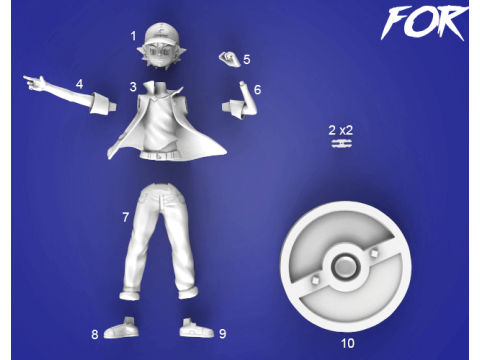 Ash Pokemon Ready To Print Modello di stampa 3D