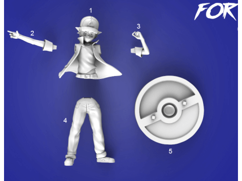 Ash Pokemon Ready To Print Modello di stampa 3D