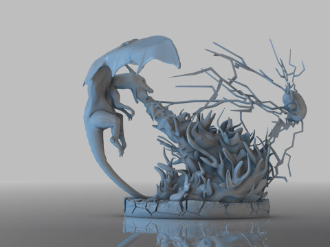 Charizard vs pikachu Ready To Print Model Cetak 3D
