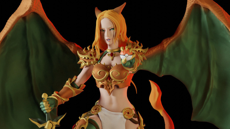 Charizard Waifu Ready To Print Model do druku 3D .c4d .max .obj .3ds .fbx .stl .blend