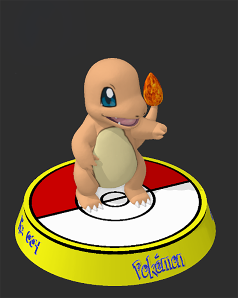 Charmander on Base Ready To Print 3D Print Model .c4d .max .obj .3ds .fbx .stl .blend