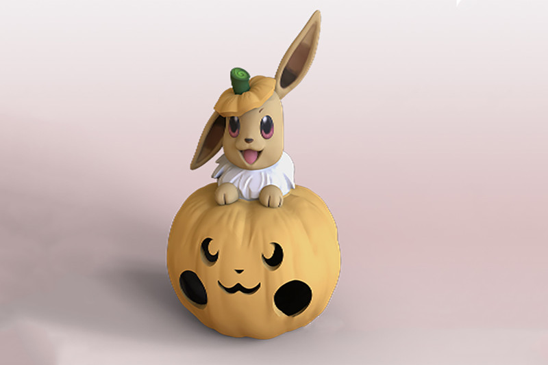 Eevee pokemon hallowwen 3D Figuries Ready To Print 3D 프린트 모델 .c4d .max .obj .3ds .fbx .stl .blend 