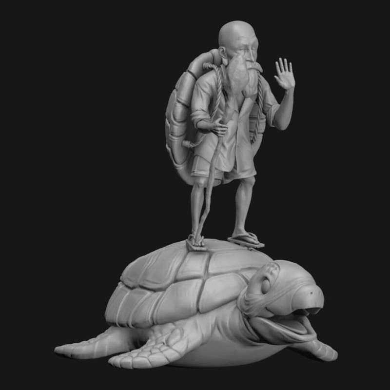 Master Roshi on Turtle 3D printmodel .c4d .max .obj .3ds .fbx .stl .blend 