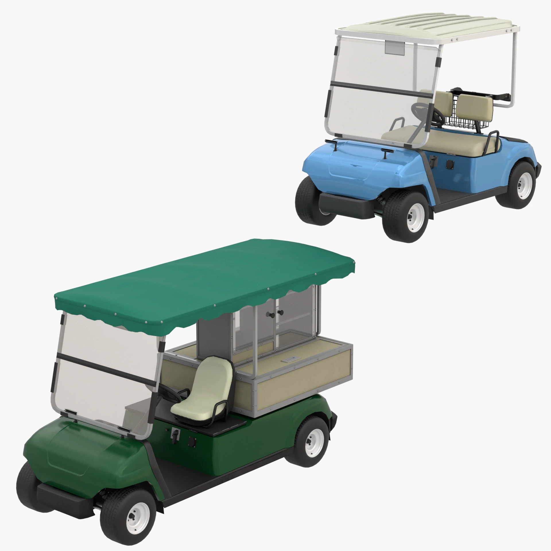Golf Cart G16 3D Model .c4d .max .obj .3ds .fbx .stl .blend