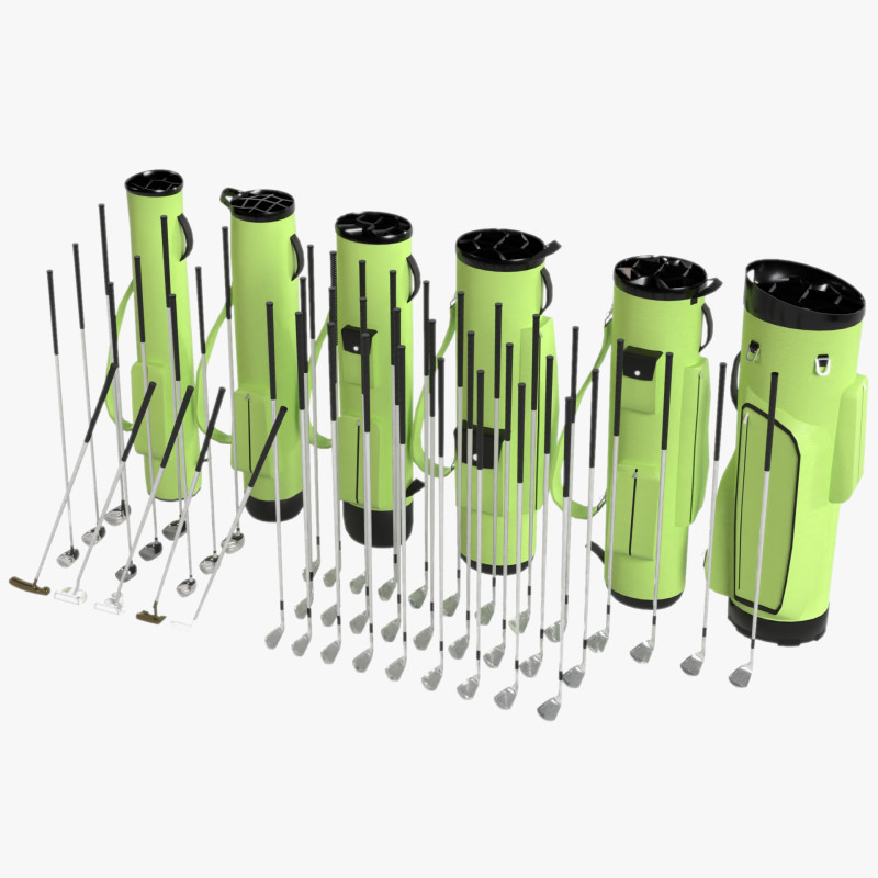 Golf Clubs and Bags 3D Модель .c4d .max .obj .3ds .fbx .stl .blend 