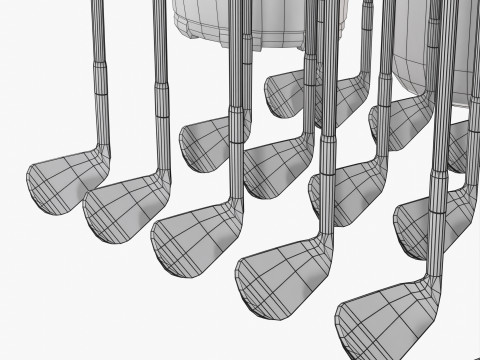 Golf Clubs and Bags 3D Модель