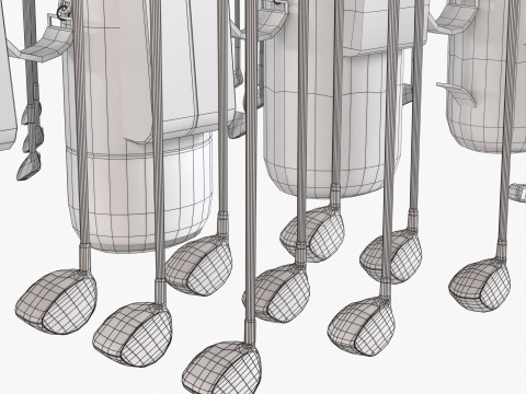 Golf Clubs and Bags 3D Модель