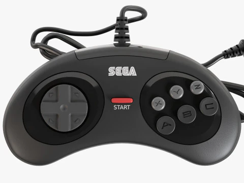 Sega Mega Drive Genesis Sechs-Tasten-Controller 3D Modell