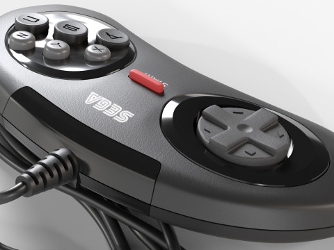 Sega Mega Drive Genesis Six Button Controller Modello 3D