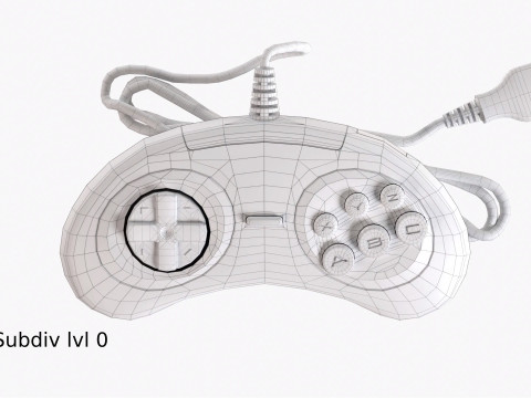 Sega Mega Drive Genesis Six Button Controller Modello 3D