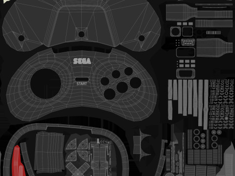 Sega Mega Drive Genesis Six Button Controller Modello 3D