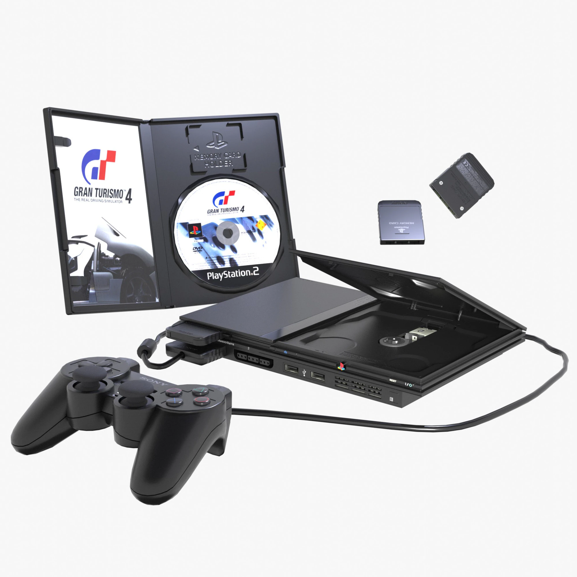 Sony PlayStation 2 Slim 3D Model .c4d .max .obj .3ds .fbx .stl .blend 