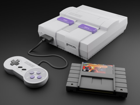 Super Nintendo Entertainment System SNES US Model 3D