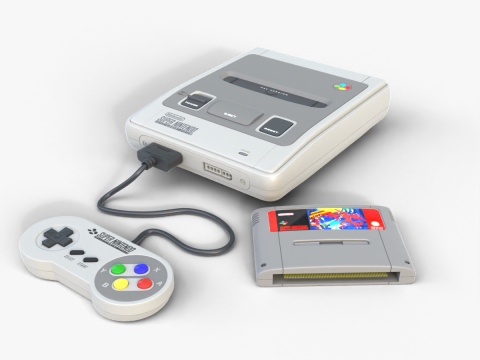 Super Nintendo Entertainment System SNES PAL - Super Famicom Model 3D
