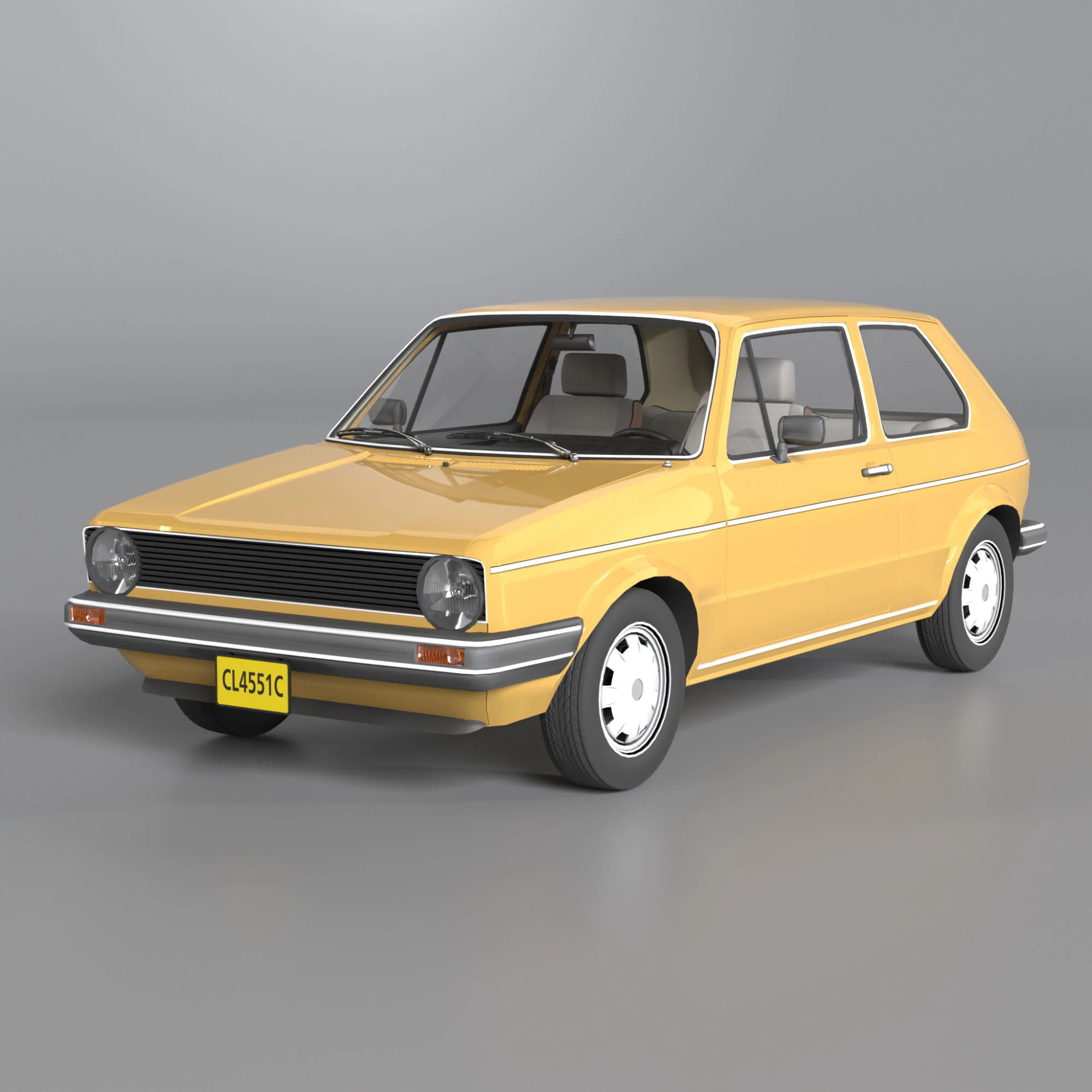 Old Hatchback Golf 3D Model .c4d .max .obj .3ds .fbx .stl .blend 