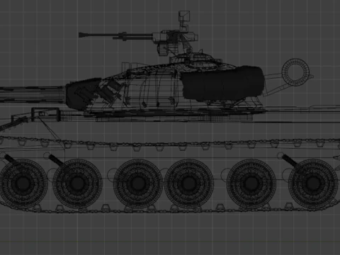 T 80 B low poly model Low-poly 3D Model
