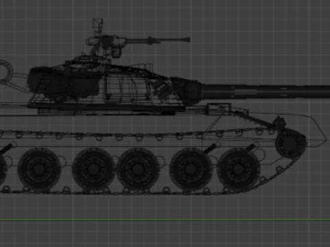 T 80 B low poly model Low-poly 3D Model