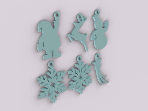 Christmas Themed Keychains Modèles 3D en vedette