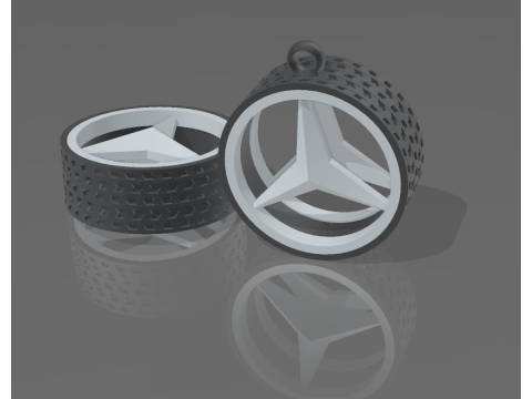 Mercedes Wheel Keychain 3Dプリントモデル