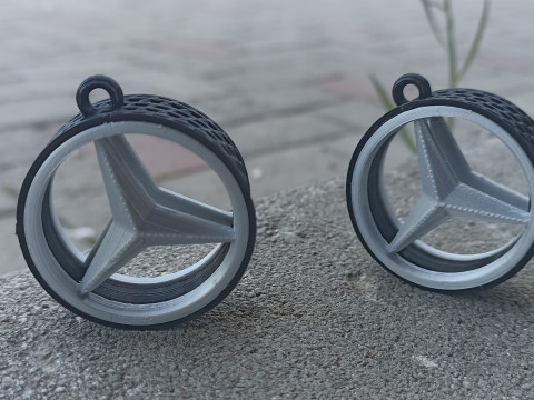 Mercedes Wheel Keychain Modèles 3D en vedette