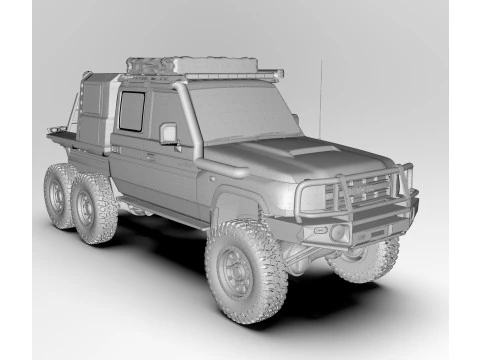 Toyota Land Cruiser J79 с двойной кабиной, 6x6, издание 3D Модель