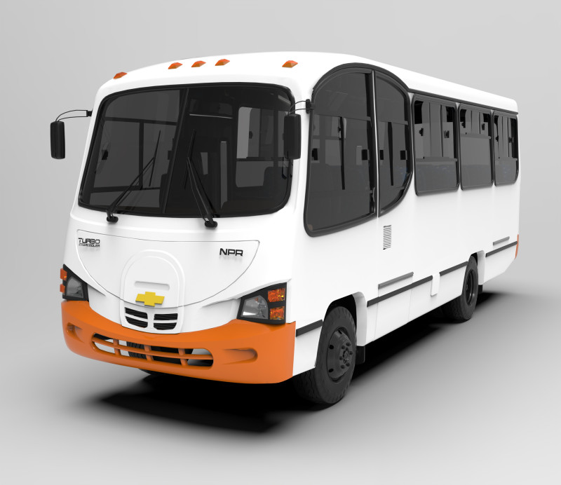 Chevrolet NPR Servibus Granate 3D Модель .c4d .max .obj .3ds .fbx .stl .blend 