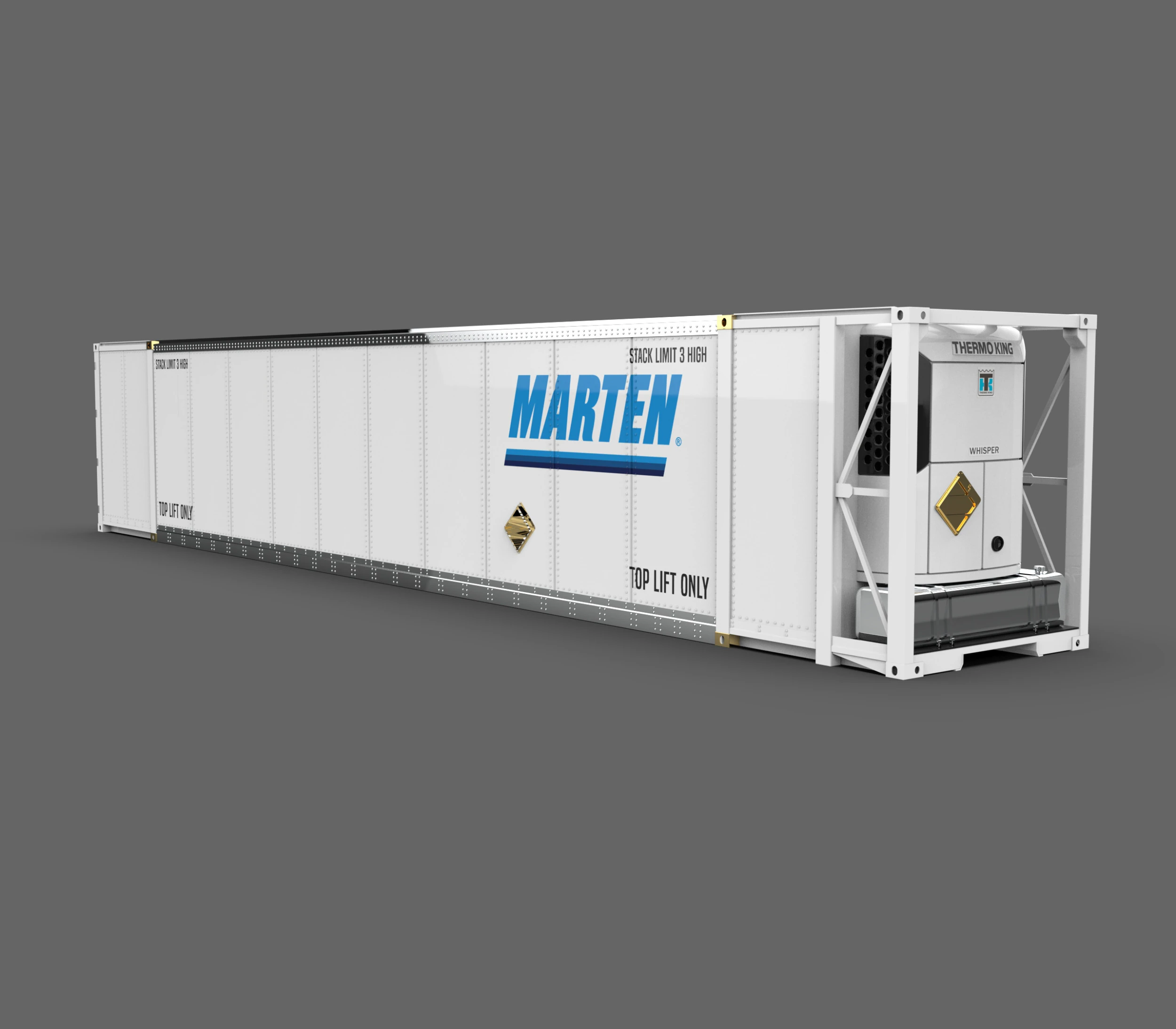 Marten Reefer Container Refrigerated Cargo Container 3D Model .c4d .max .obj .3ds .fbx .stl .blend