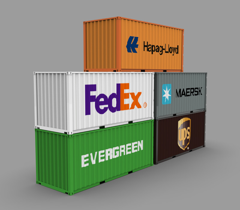 Contenitori di carico industriali del pacchetto del contenitore di spedizione Modello 3D .c4d .max .obj .3ds .fbx .stl .blend 