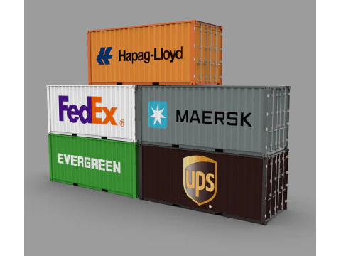 Shipping Container Pack Industrial Cargo Containers 3D Model