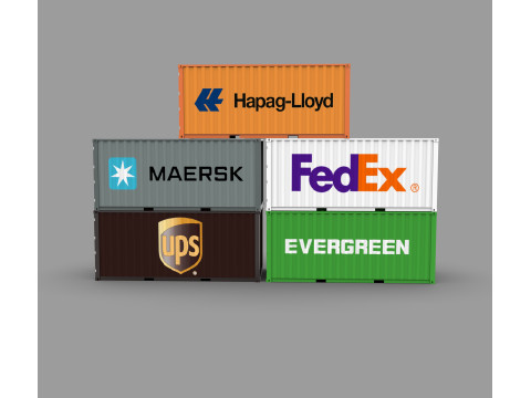 Contenitori di carico industriali del pacchetto del contenitore di spedizione Modello 3D