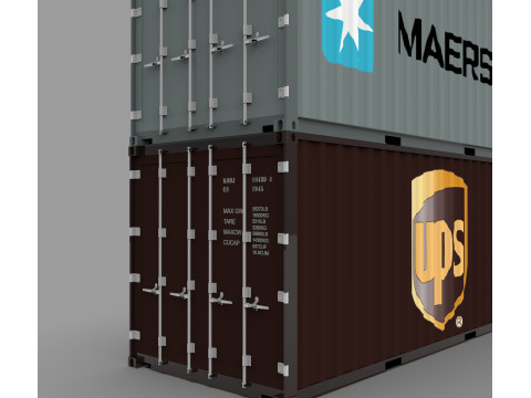 Contenitori di carico industriali del pacchetto del contenitore di spedizione Modello 3D