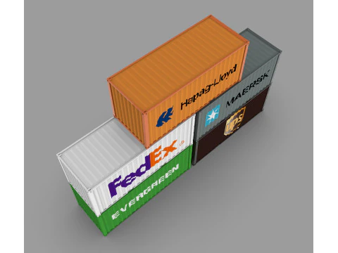 Shipping Container Pack Industrial Cargo Containers 3D Model