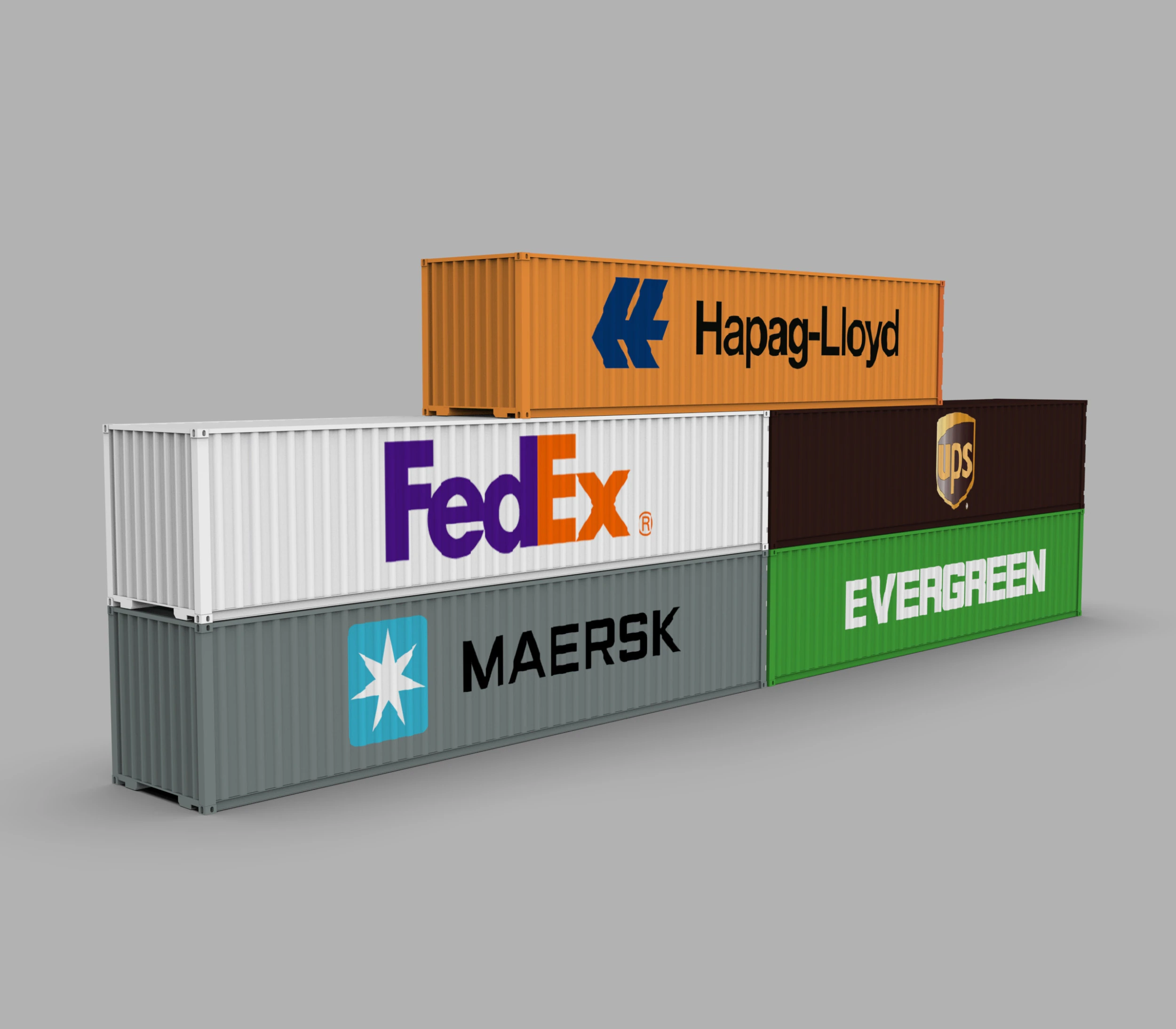 Shipping Container Pack Industrial Cargo Containers 3D Model .c4d .max .obj .3ds .fbx .stl .blend 