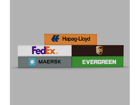 Shipping Container Pack Industrial Cargo Containers 3D Model