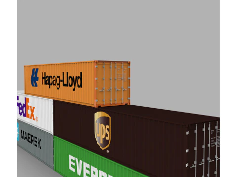 Shipping Container Pack Industrial Cargo Containers 3D Model