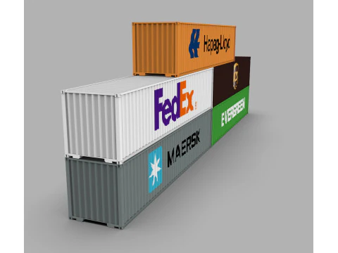 Shipping Container Pack Industrial Cargo Containers 3D Model