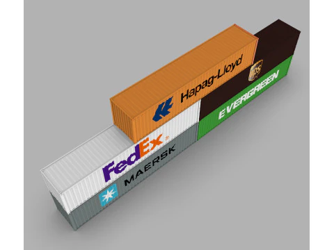 Shipping Container Pack Industrial Cargo Containers 3D Model