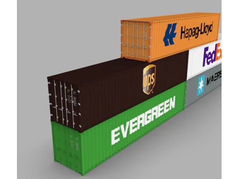 Shipping Container Pack Industrial Cargo Containers 3D Model