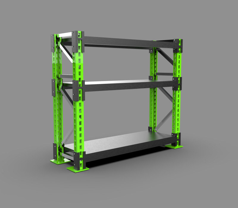 Armazém industrial da prateleira da cremalheira do armazenamento do metal resistente Modelo 3D .c4d .max .obj .3ds .fbx .stl .blend 